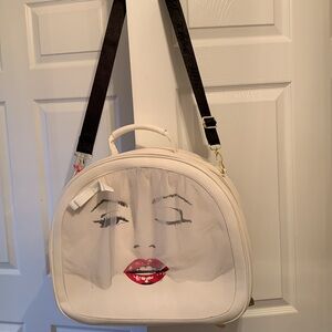 Betsey Johnson Cream and Black Travel Bag with Artistic Face Design